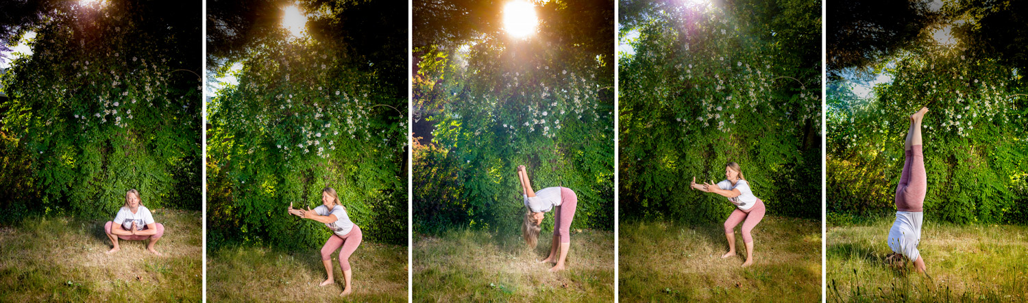 Lind Bussens doing yoga